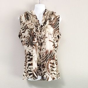 Women’s Milano Ruffle Neckline Sleeveless Top-Lrg